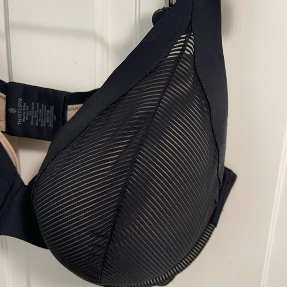 ThirdLove Shadow Stripe Plunge Bra Size 40F Black Lace - Picture 5 of 10